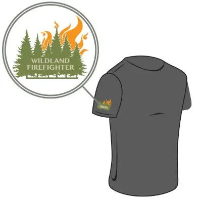 Tree & Flames Wildland Firefighter T-Shirt w/TSC Logo (Grey), The Supply Cache - Image 3