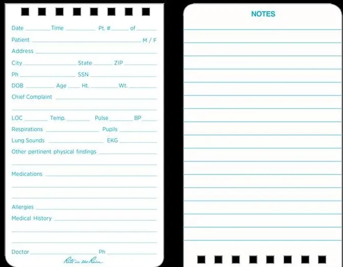EMS Vital Stats Notebook-3 x 5, Rite in the Rain