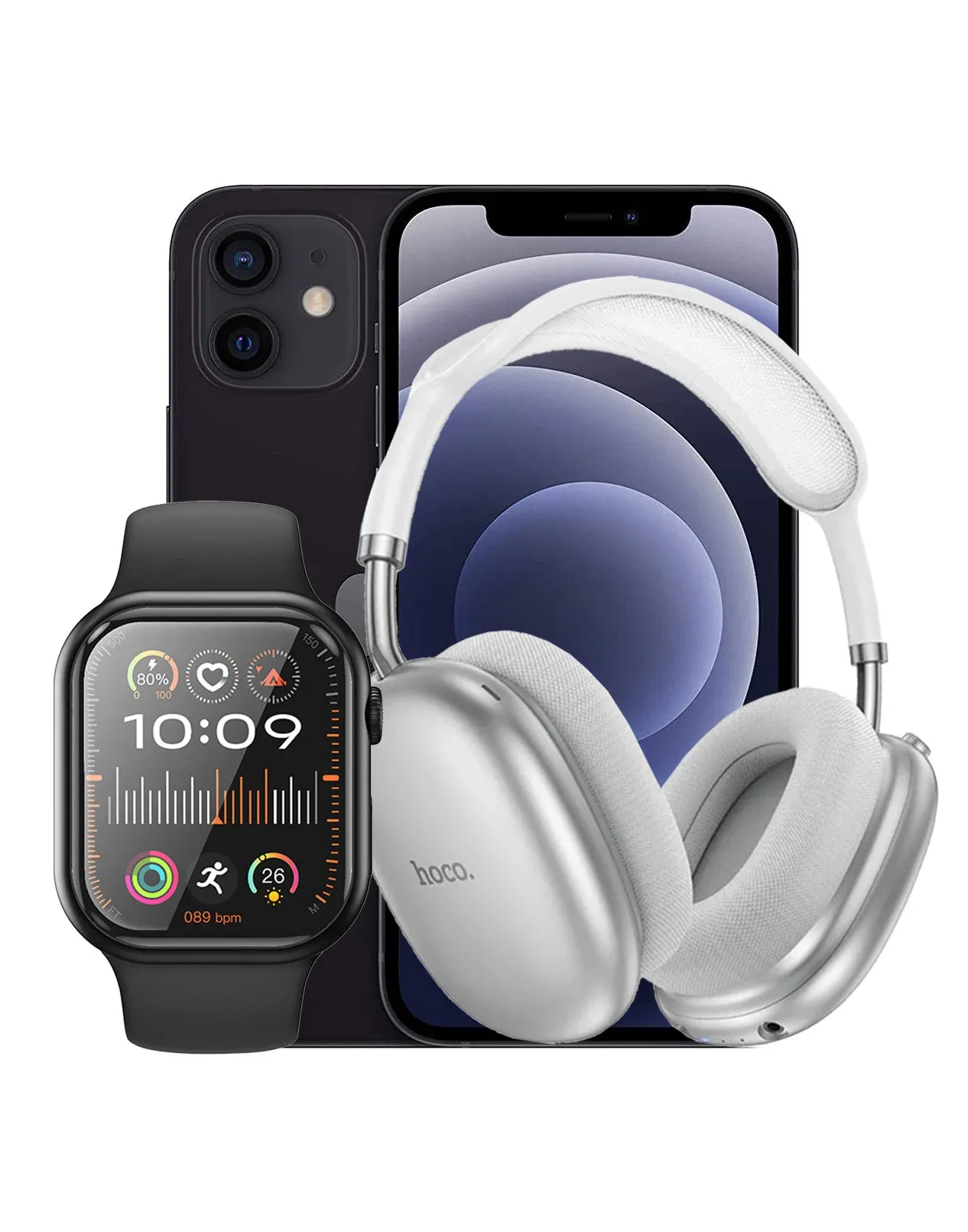 Apple iPhone 12 64GB 5G (Very Good Pre-Owned)+Case & Protector + Smart Watch and Bluetooth Headset (Bundle Deal)