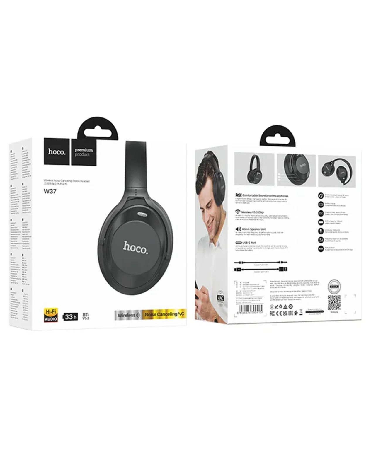 Hoco Premium Bluetooth Headset w/ ANC Noise Cancelling (W37) - Image 3