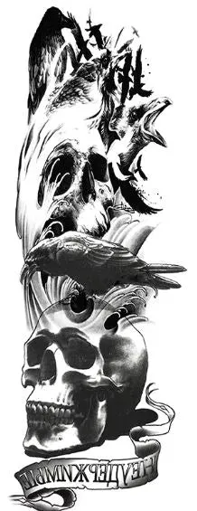 Full Sleeve Arm/Leg Tattoo Raven & Skull