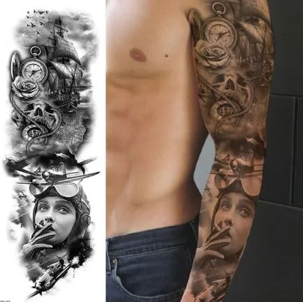 Full Sleeve Arm/Leg Tattoo Lady Ship