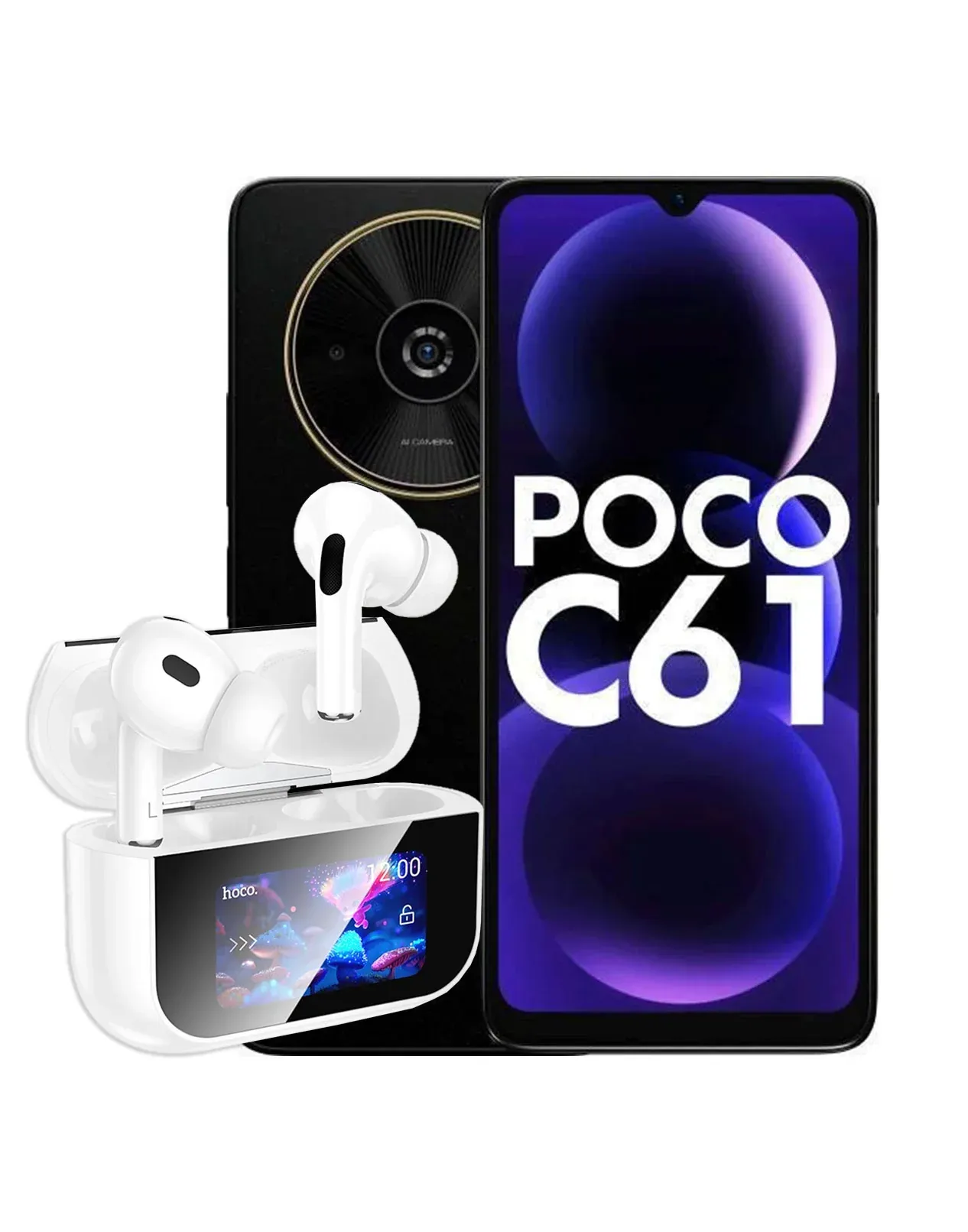 Xiaomi Poco C61 3GB 64GB 4G Dual Sim Smart Phone (Brand New) + Hoco Earbud (EW79) (Bundle Deal)