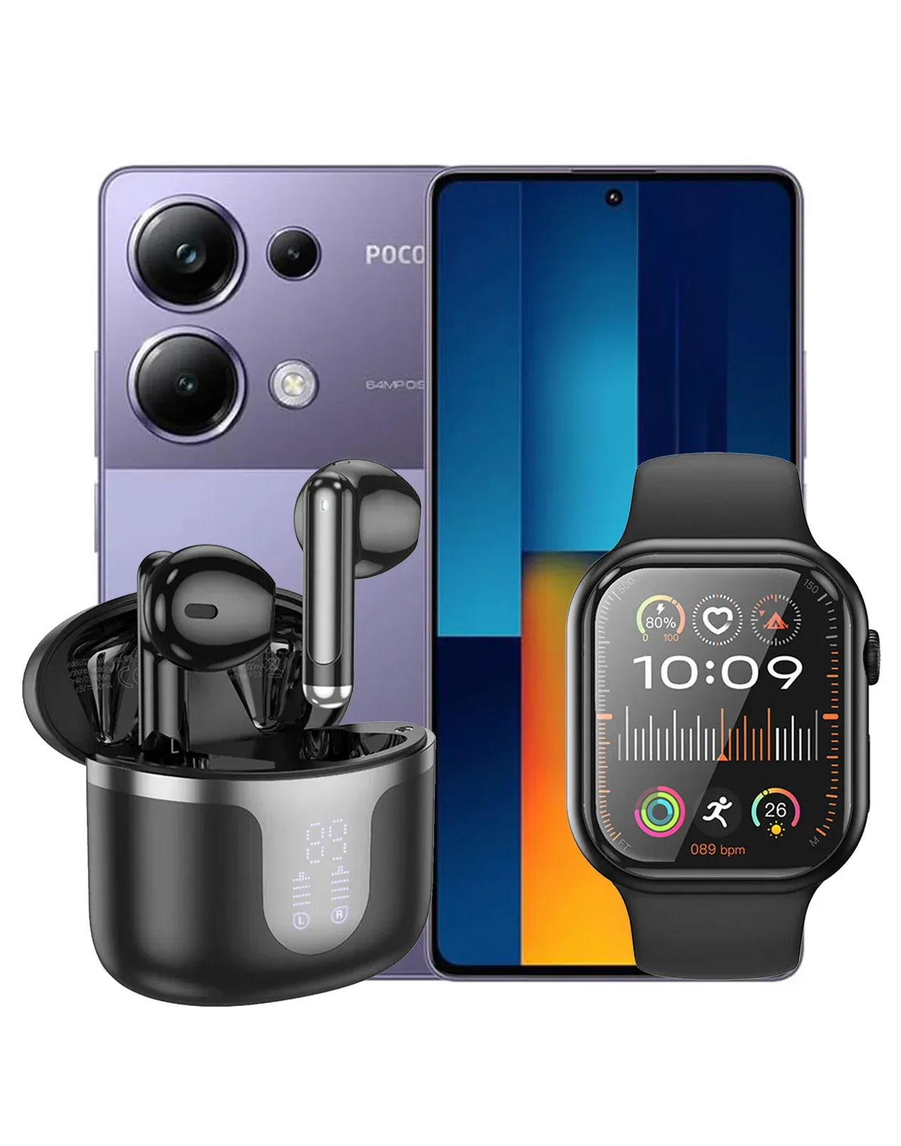 Xiaomi Poco M6 Pro 12GB 512GB 4G Dual Sim Smart Phone (Brand New) + Smart Watch (Y23) + TWS Earbuds (EQ5) (Bundle Deal)