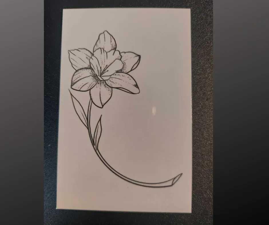 Black Daffodil Temporary Tattoo
