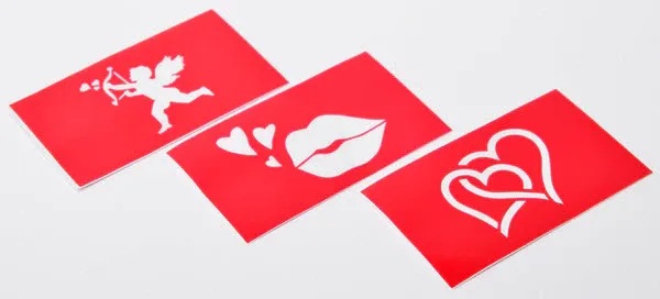 3 Stencils For Tattoo Spray: Angel, Kiss & Heart