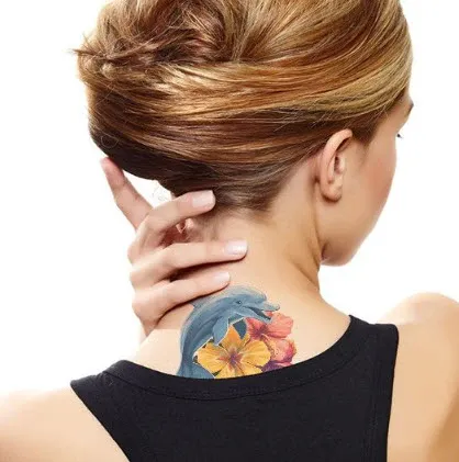 Hibiscus Dolphin Tattoo