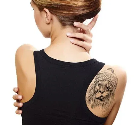Hipster Black Lion Tattoo