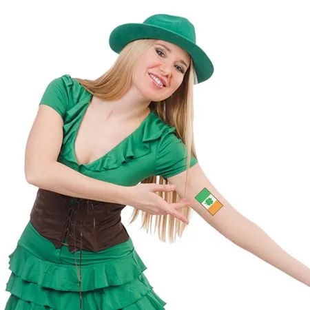 Irish Flag With Clover Tattoo