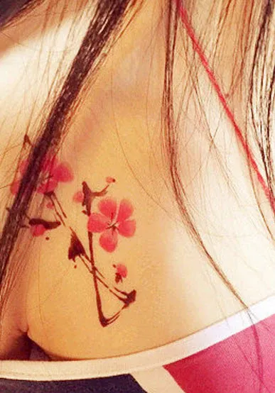 Watercolor Red Flowers Tattoo