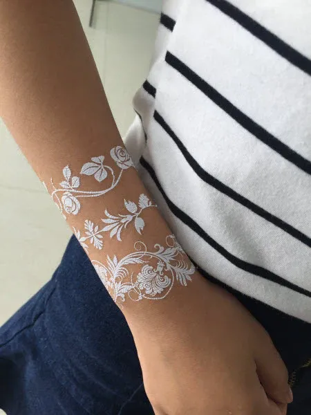 White Lace Henna Bracelets Tattoo