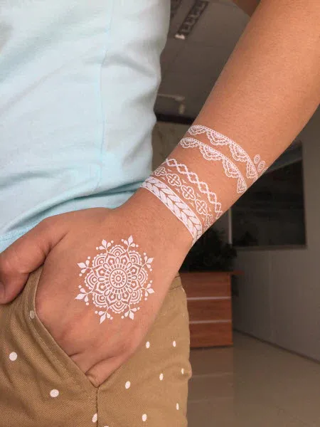 White Lace Floral Henna Tattoo